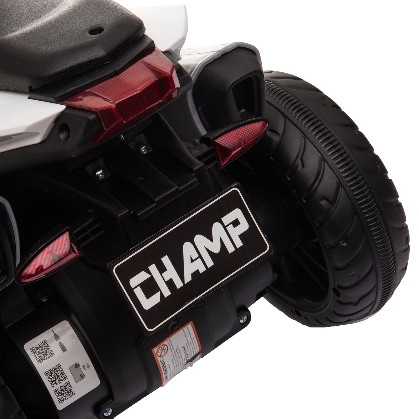 HOMCOM Elektro-Kindermotorrad, Lichter & Geräusche, 3 km/h, wiederaufladbar, Kunststoff & Metall, Schwarz/Weiß
