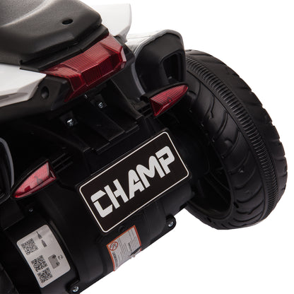 HOMCOM Elektro-Kindermotorrad, Lichter & Geräusche, 3 km/h, wiederaufladbar, Kunststoff & Metall, Schwarz/Weiß