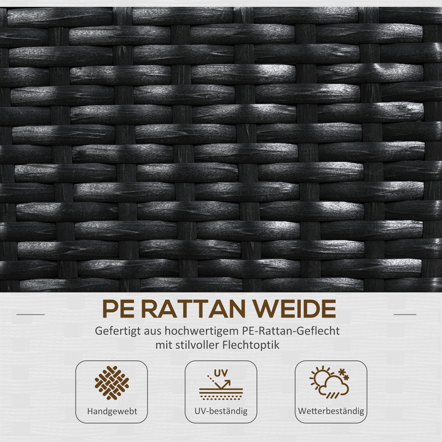 Outsunny Blumenkasten mit Spalier, wetterfest, Polyrattan, 103 x 103 x 29 cm, Schwarz