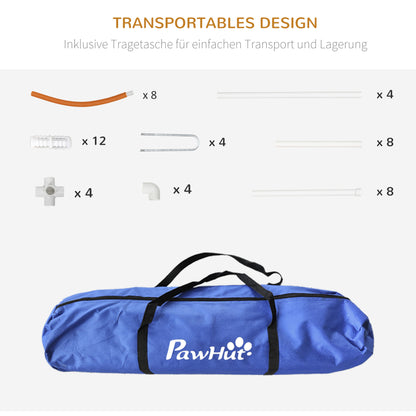 PawHut Agility-Set für Hunde, 4-teilig, inkl. Tragetasche, Kunststoff, 89x69x99 cm, Weiß+Orange