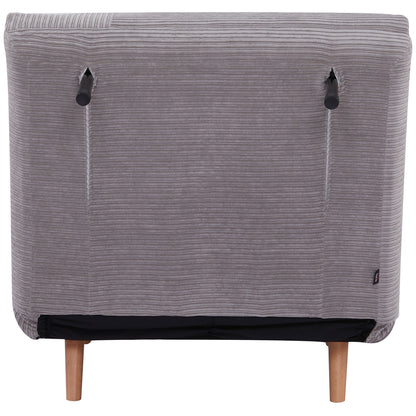 HOMCOM 2-in-1 Schlafsessel Gästebett, bis 200 kg, verstellbare Kopfstütze Cord-Optik 82 cm x 8 cm x 83 cm Grau