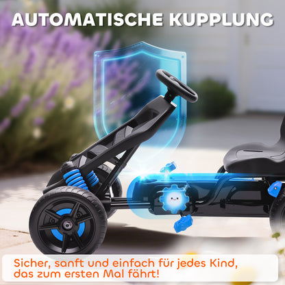 AIYAPLAY Gokart mit Pedalen, Tretauto für Kinder mit Bremse, rutschfeste Räder, Metallrahmen, 3-6 Jahre, Blau
