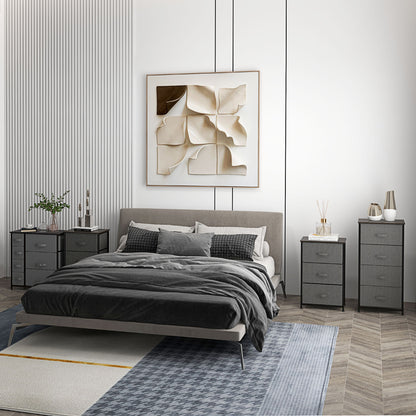 HOMCOM Kommode mit 7 faltbaren Stoffschubladen, Vlies, Metallgestell, 63,5 x 30 x 71 cm, Dunkelgrau
