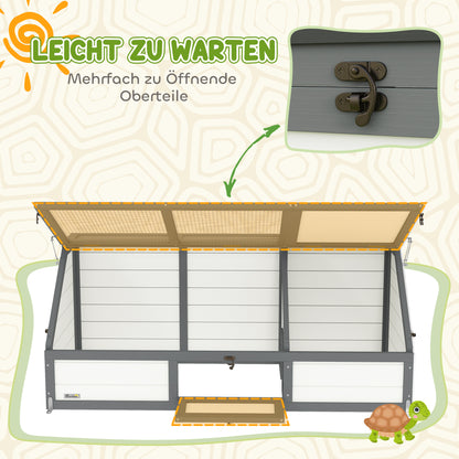 PawHut Schildkrötenbox, Outdoor Schildkrötengehege, bodenloses Design, leicht zu öffnen, Schildkrötenhaus, Weiß