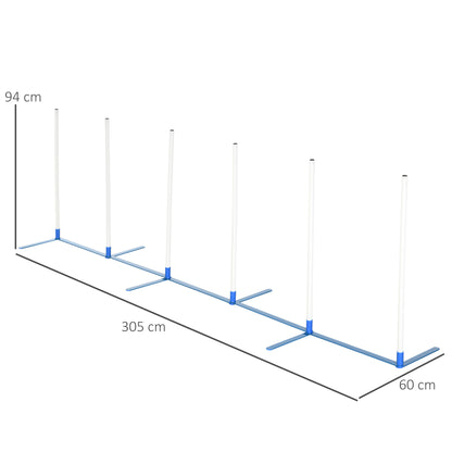 PawHut Agility Set Hunde 6-teiliges Agility-Ausrüstung für Hundetraining klappbar Steckhürdenset mit 6 Slalomstangen Tragetasche Trainingszubehör Koordinationstraining Agilityset für Spiele Training
