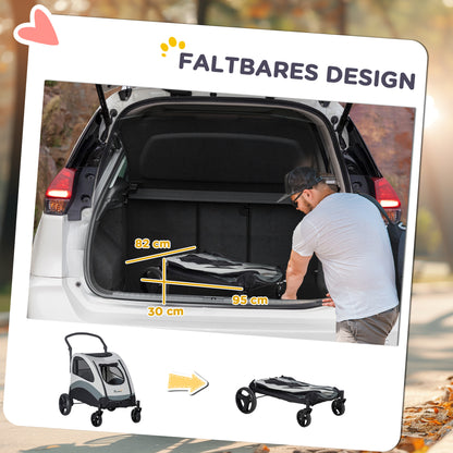 PawHut Hundewagen bis 30kg klappbar 2 Netzfenster 1 Seitentasche Oxfordstoff Stahl Schwarz