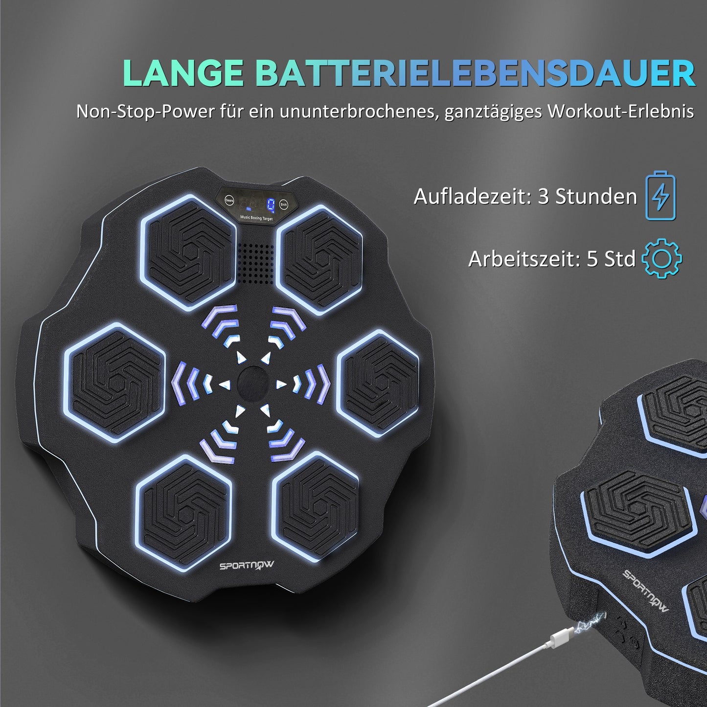 SPORTNOW Musikboxmaschine, Bluetooth-Boxgerät, Wandmontage, 9 Geschwindigkeiten und Modi, LED-Lichter, Schwarz