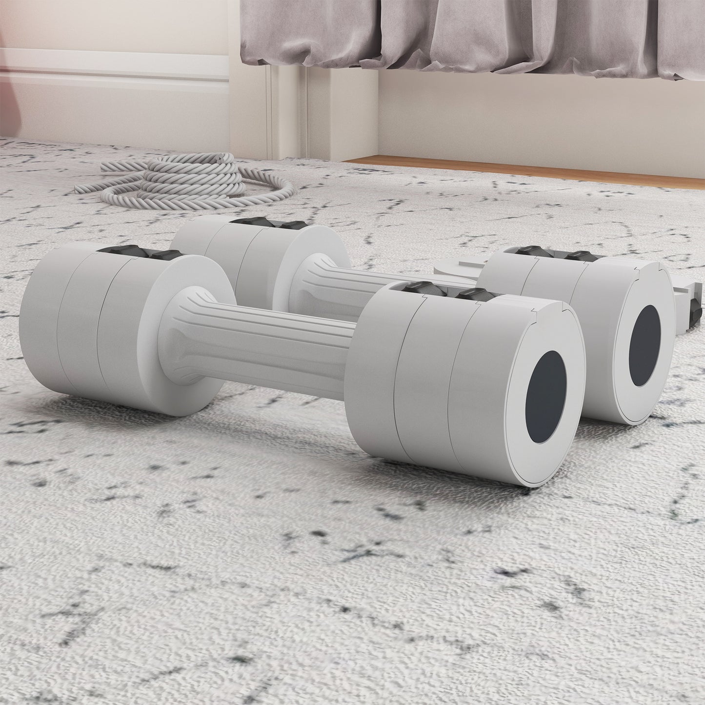 SPORTNOW 2 x 2,5 kg Kurzhanteln mit anpassbarem Gewicht, Kunststoffgehäuse, Weiß