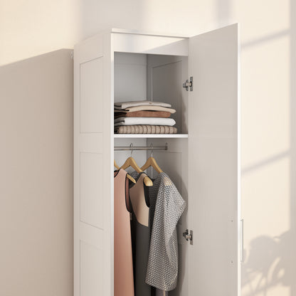 HOMCOM Kleiderschrank Mehrzweckschrank mit Kleiderstange, Regal, باب ناعم الإغلاق 40 x 52 x 180 cm Weiß
