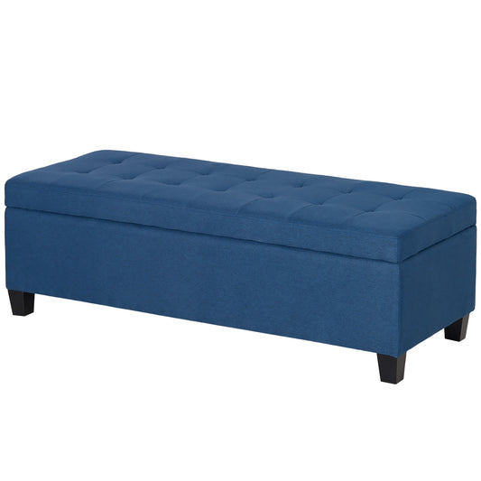 HOMCOM Sitzbank mit Stauraum, Ottomane, Flurbank, Knopfheftung,125,1 cm x 48,9 cm x 41,3 cm, Blau