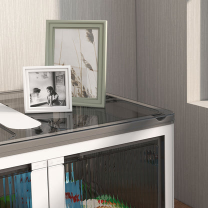 HOMCOM Aufbewahrungsbox Aufbewahrungskorb. شريط فالتبار، مع Staubschutz، 60 سم × 42 سم × 34 سم، Weiß + Grau