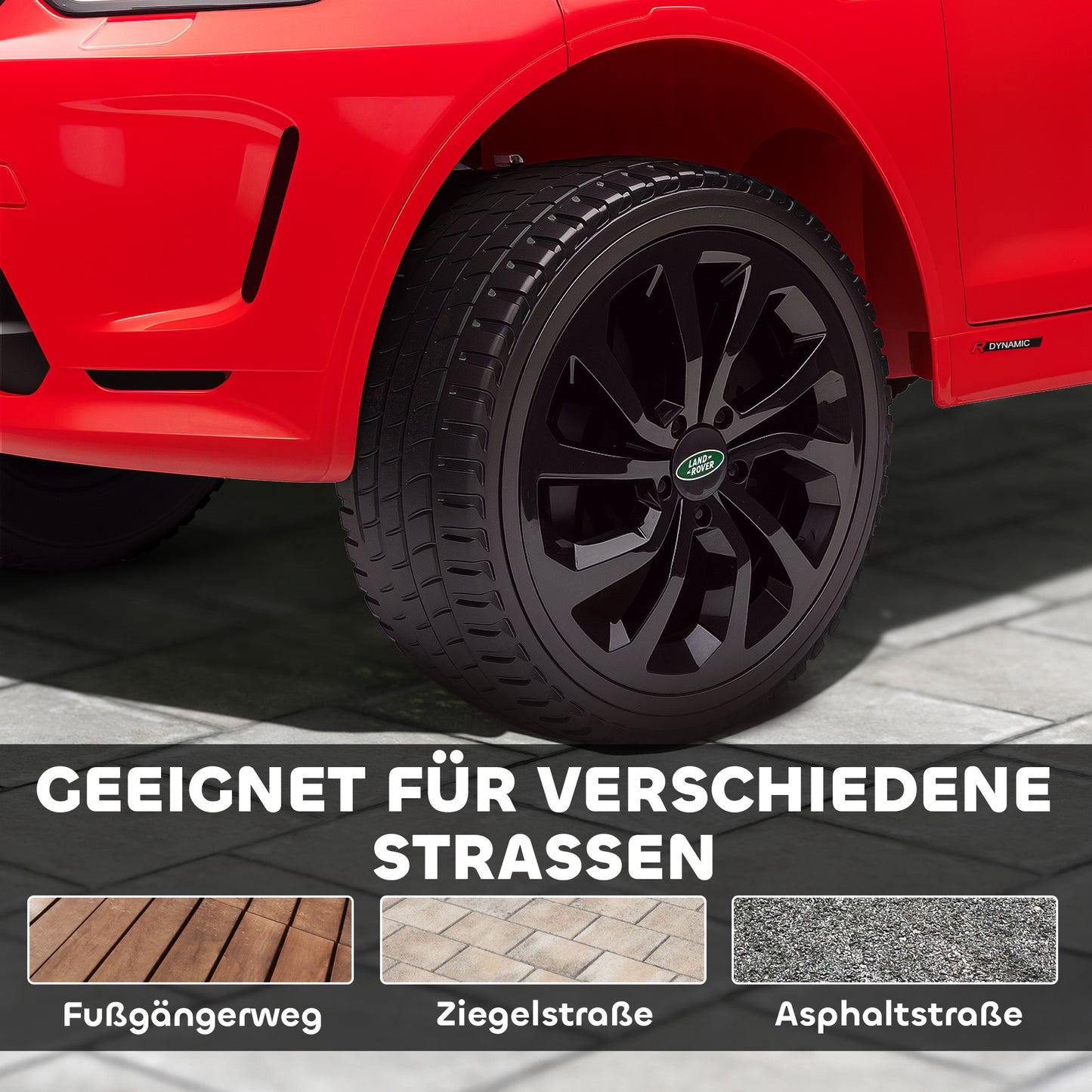 AIYAPLAY Kinder-Elektroauto, 12V Kinderfahrzeug mit Fernbedienung, LED-Lichtern, Musik und Hupe, 3-6 Jahre, Rot