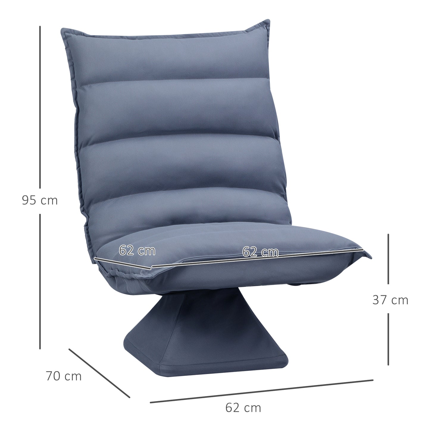 HOMCOM Sessel, drehbar, neigbare Rücklehne, Lederoptik, Stahlrahmen, grau, 62 x 70 x 95 cm
