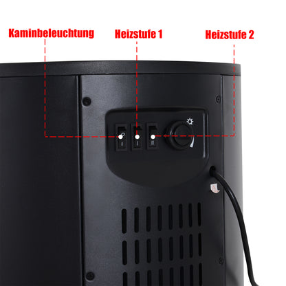 HOMCOM Elektrokamin mit Heizung، كهربائي Kamin مع تأثير اللهب LED، 900/2000W Dekokamin، كهربائي Kaminfeuer Kaminofen، أسود