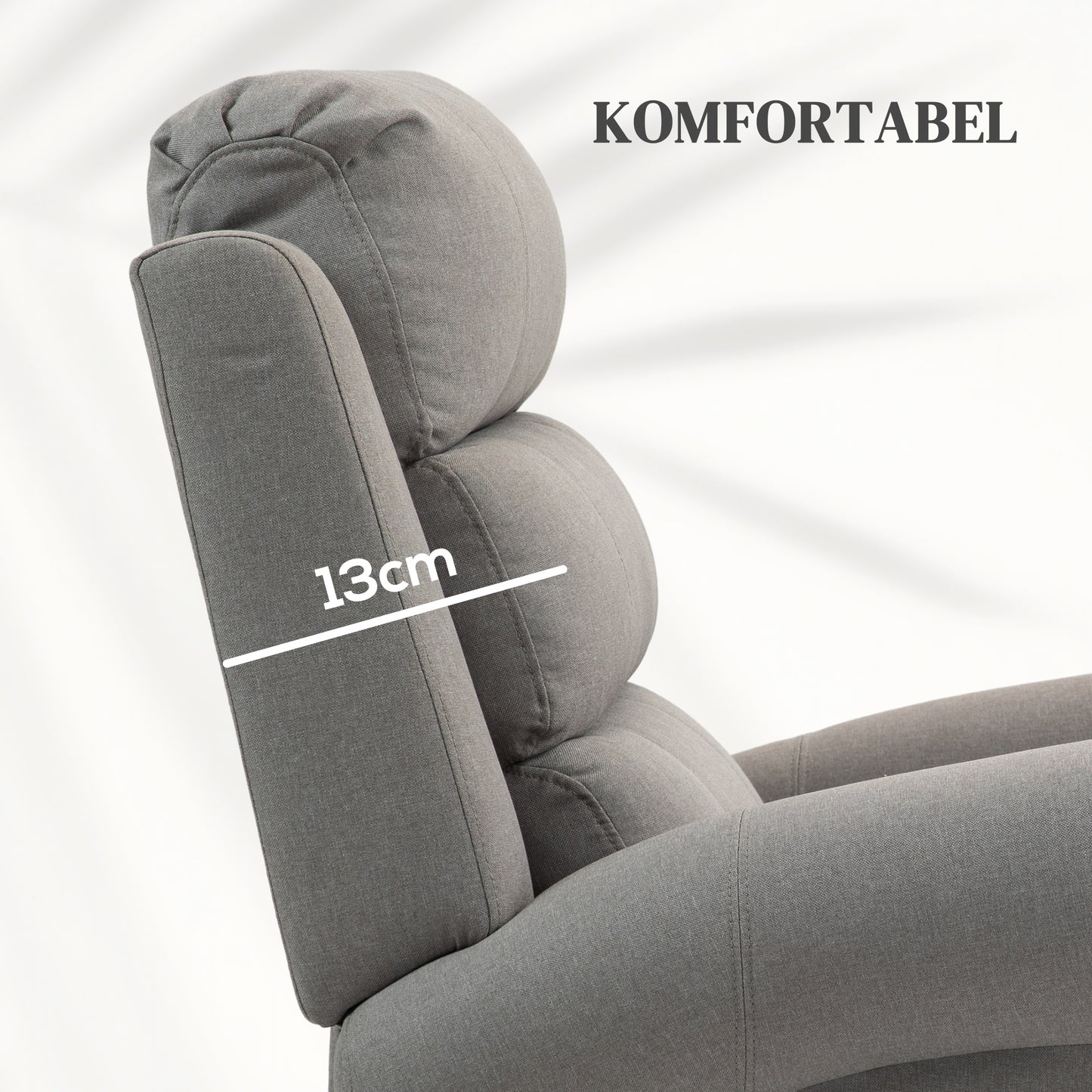 HOMCOM Relaxsessel mit Aufstehhilfe, 8 Massagepunkte, beheizbare Rückenlehne, Leinenoptik, Grau