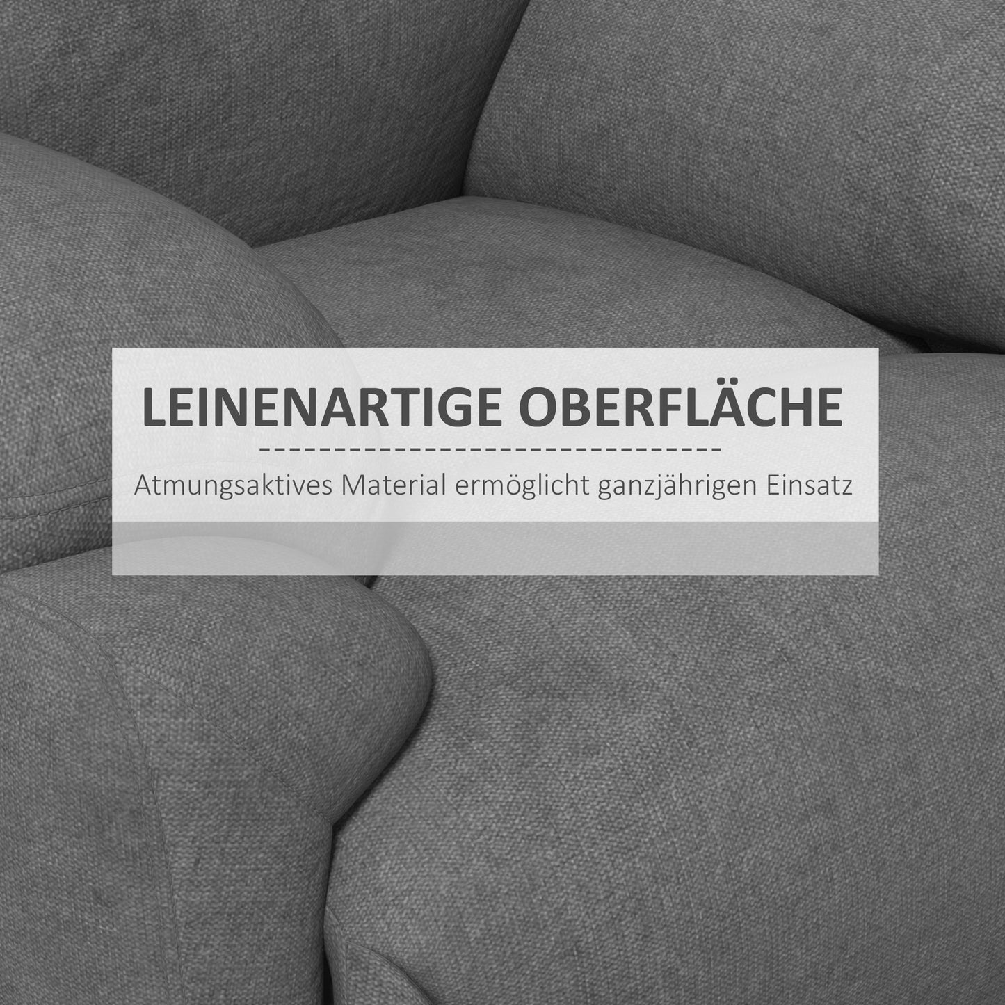 HOMCOM Relaxsessel Liegesessel Fernsehsessel، Liegefunktion Leinenoptik، 93 سم × 88 سم × 102 سم، غراو