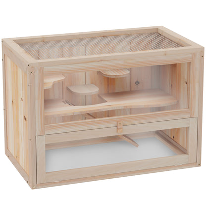 PawHut Kleintierkäfig Nagerkäfig Holz 60 x 35 x 42 cm