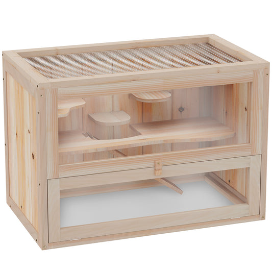 PawHut Kleintierkäfig Nagerkäfig Holz 60 x 35 x 42 cm
