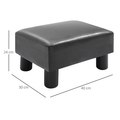 HOMCOM Sitzhocker Hocker mit Kunstleder Moderner Fußhocker Kunstlederhocker Ottomane für Schlafzimmer, Wohnzimmer, Schwarz