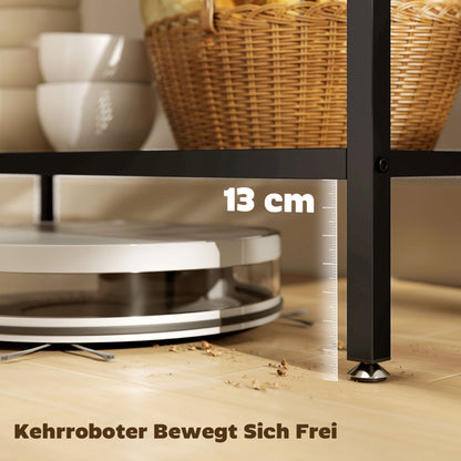HOMCOM Bäckerregal, 3-stufiges Küchenregal mit Stahlrahmen, Rustikales Braun+Schwarz