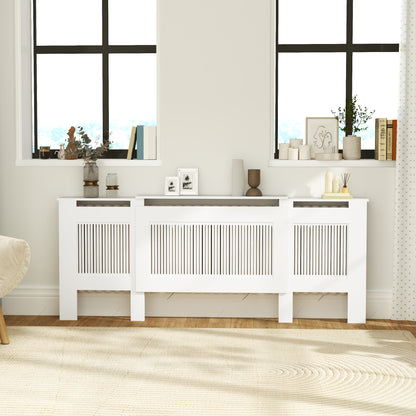 HOMCOM Heizkörperverkleidung, Lamellendesign, verstellbare Länge 125-201 cm, MDF, Weiß