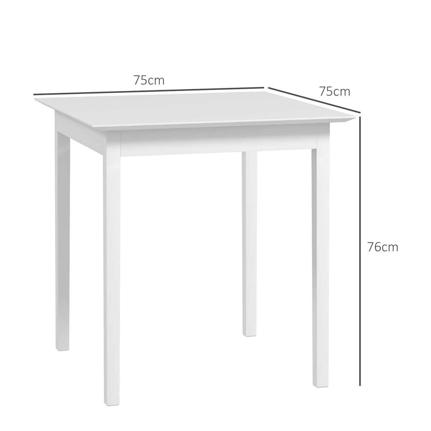 HOMCOM Küchentisch Esstisch Quadratischer Tisch, modern design, 75 cm x 75 cm x 76 cm, vit