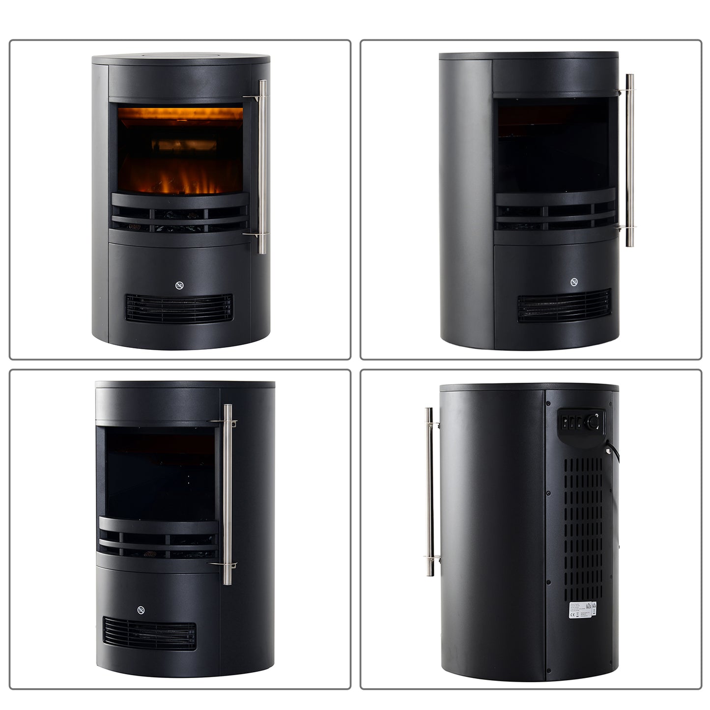 HOMCOM Elektrokamin mit Heizung، كهربائي Kamin مع تأثير اللهب LED، 900/2000W Dekokamin، كهربائي Kaminfeuer Kaminofen، أسود
