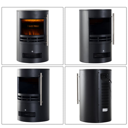 HOMCOM Elektrokamin mit Heizung، كهربائي Kamin مع تأثير اللهب LED، 900/2000W Dekokamin، كهربائي Kaminfeuer Kaminofen، أسود