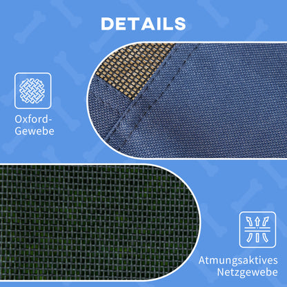 PawHut Outdoor-Hundeschlafplatz Wetterfestes Hundebett, mit Baldachin, klappbar, 122 x 92 x 108 cm, Blau + Schwarz