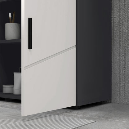kleankin Badezimmerschrank, Badkommode, Waschbecken-Unterschrank, 2 Ebenen, Holz, Hellgrau