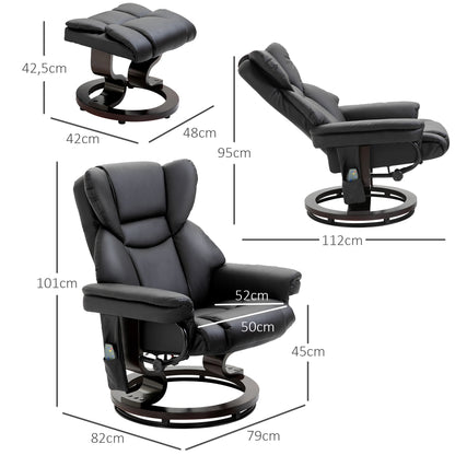 HOMCOM Relaxsessel mit Massagefunktion Fußhocker Liegefunktion Kunstleder 79 x 82 x 101 cm