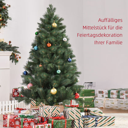 HOMCOM Weihnachtsbaum Ø90 x 180 cm, künstliche Tanne, realistisches Nadelkleid, Grün