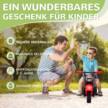 AIYAPLAY Rutschauto, Motorrad-Design, Musik und Seifenblasen, für 2-5 Jahre, Rot