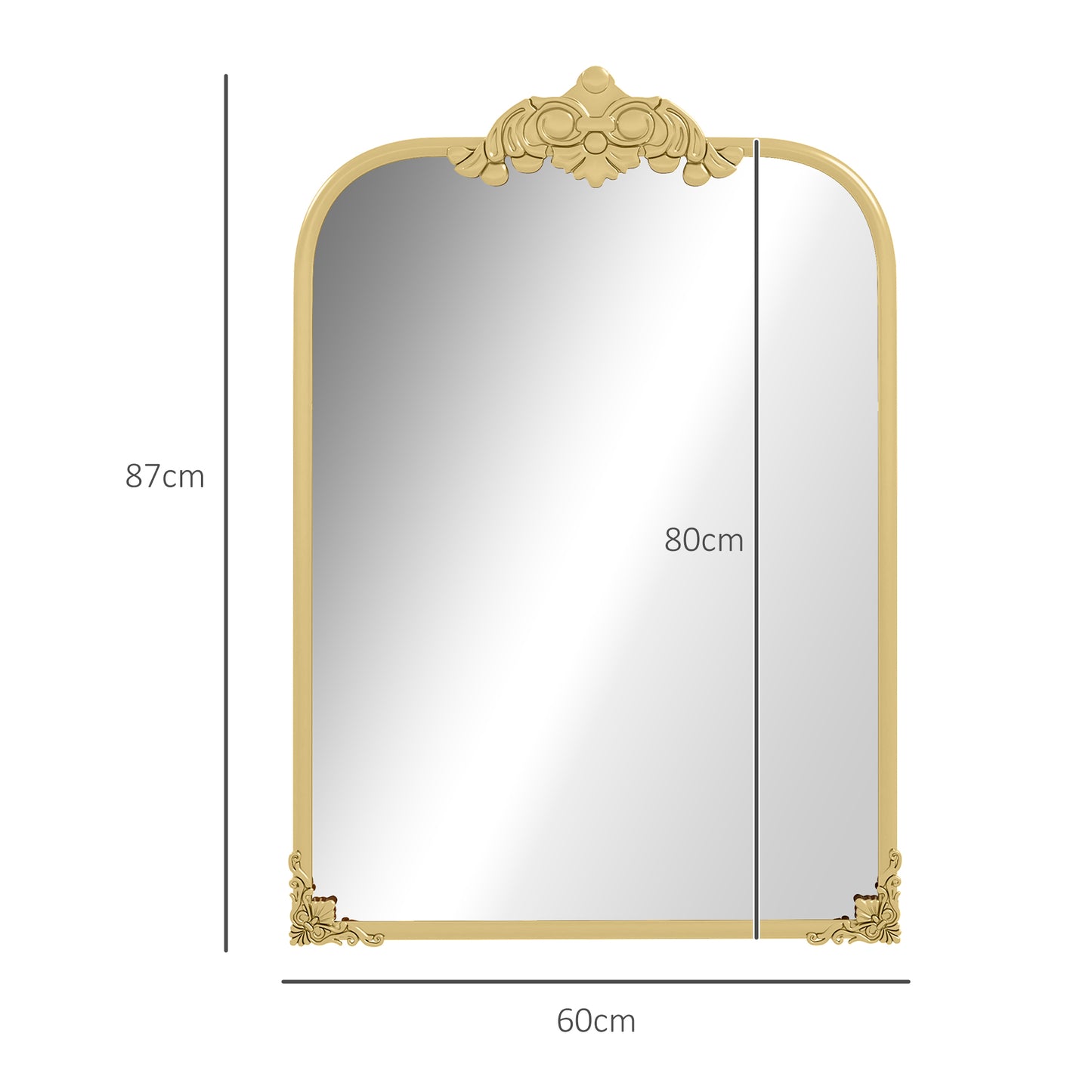HOMCOM Wandspiegel, stilvoll, 60x3x87cm, Goldton