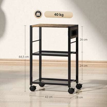 HOMCOM Druckerständer Druckeregal mit Rollen, Steckdosen, USB- وUSB-C-Anschlüsse مكررة 40 كجم Rustikalbraun