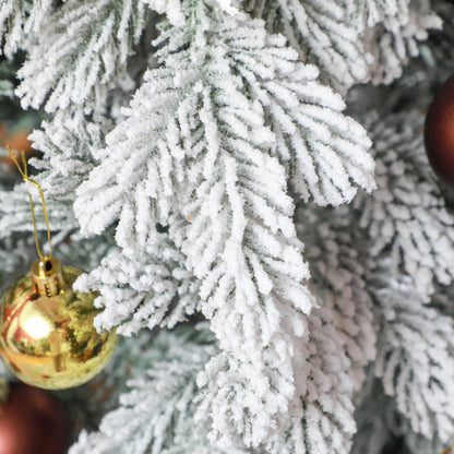 HOMCOM Weihnachtsbaum 180 cm, mit Kunstschnee, flammhemmend, schneller Auf- und Abbau, Metallbasis