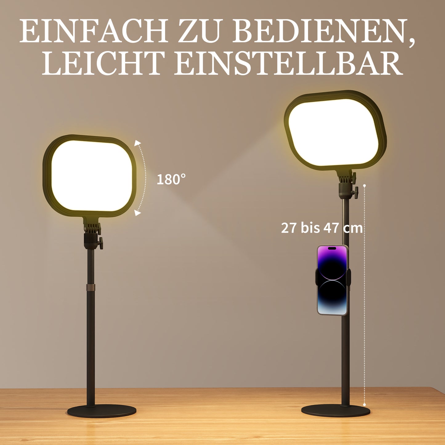 HOMCOM LED-Nachttischlampe, 10 Dimmstufen, 5 Farben, Speicherfunktion, Metall, Schwarz