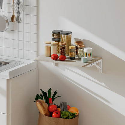 HOMCOM Wandklapptisch, 60x40 cm Klapptisch, Platzsparender Schwimmender Schreibtisch mit abgerundeten Ecken, für Homeoffice, Wohnzimmer, Schlafzimmer, Küche, Eiche