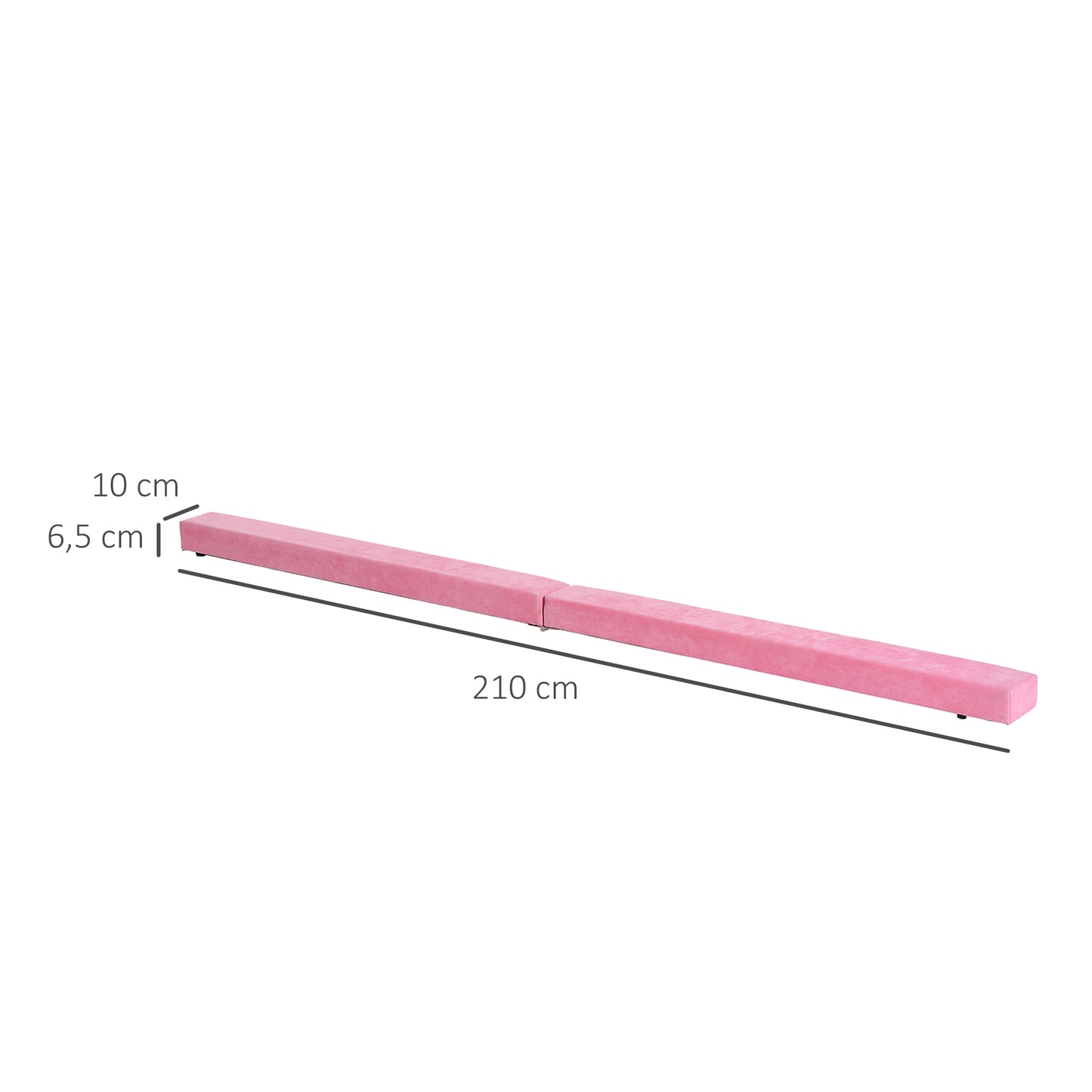 HOMCOM Faltbarer Schwebebalken, rutschfest, Wildlederbezug, robustes Holz, 210 x 10 x 6,5 cm, Rosa