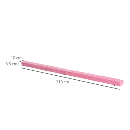 HOMCOM Faltbarer Schwebebalken, rutschfest, Wildlederbezug, robustes Holz, 210 x 10 x 6,5 cm, Rosa