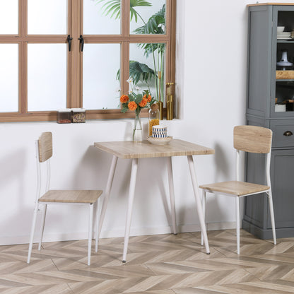 HOMCOM مجموعة مكونة من 3 قطع مكونة من 2 حجرة Esszimmergruppe mit Metallgestell Sitzgruppe für Esszimmer, Küche Nautr+Weiß
