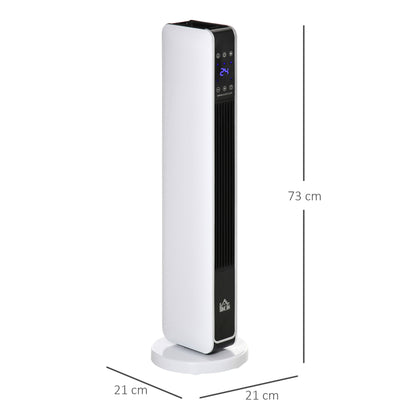 HOMCOM Heizgerät Heizlüfter 2200W Elektroheizer Keramik Heizturm mit Fernbedienung 8-Stunden-Timer Oszillation Heizer Heizung ABS PA Weiß+Schwarz 21 x 21 x 73 cm