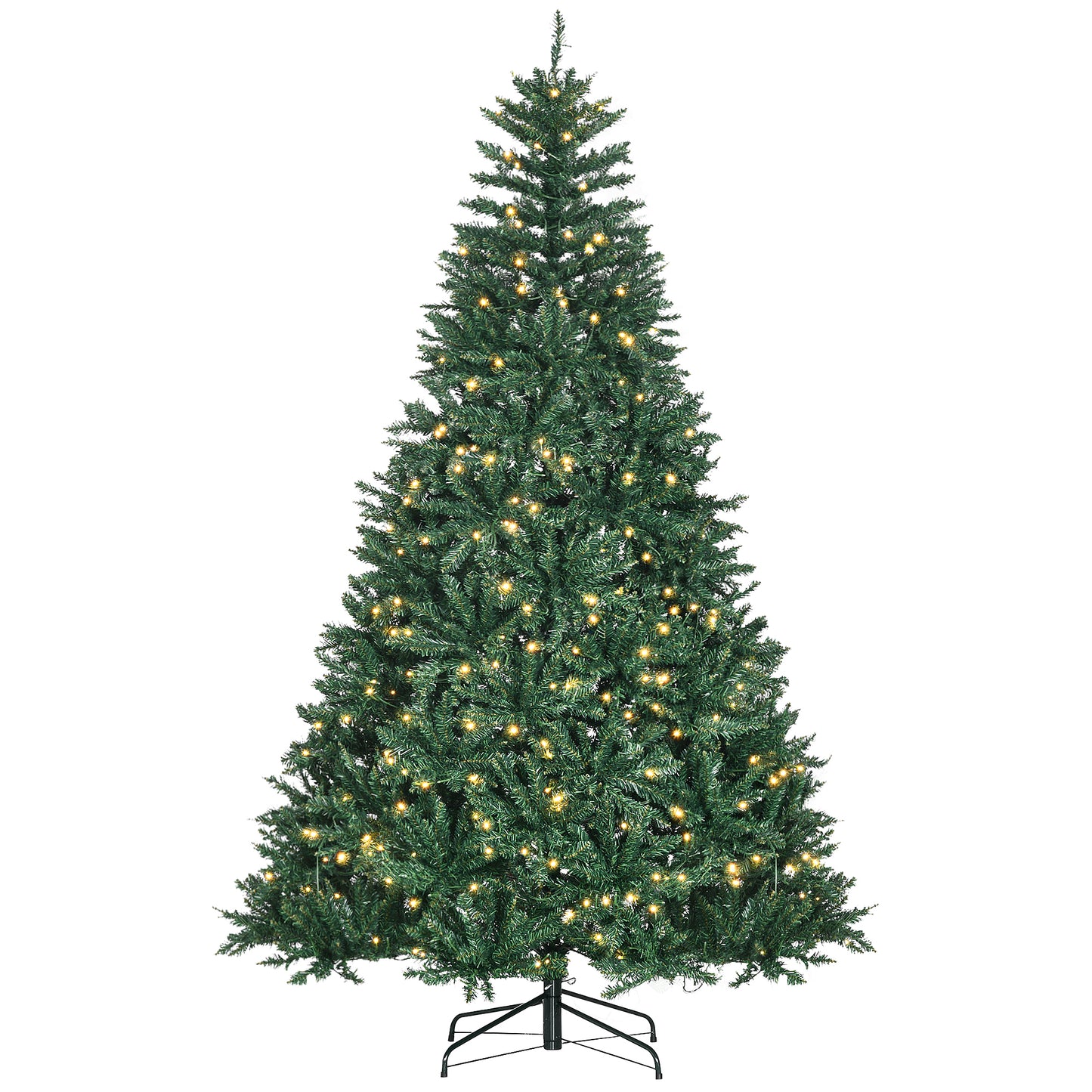 HOMCOM Weihnachtsbaum، 700 مصباح LED دافئ، 2154 Zweige، flammhemmend، Kunststoff/Metall، 210 x 142 سم، Grün