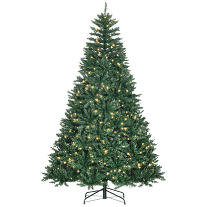 HOMCOM Weihnachtsbaum، 700 مصباح LED دافئ، 2154 Zweige، flammhemmend، Kunststoff/Metall، 210 x 142 سم، Grün