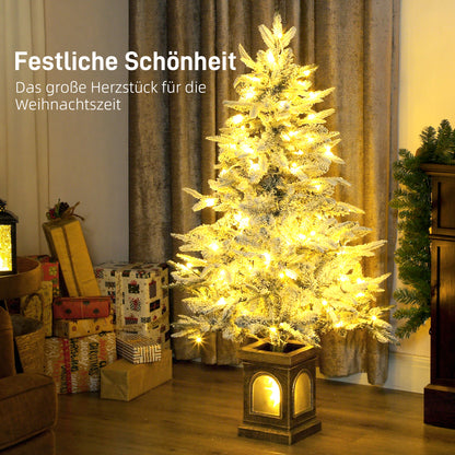 HOMCOM Künstlicher Weihnachtsbaum, schneebedeckter Look, 100 LEDs, 8 Modi, Kunststoff