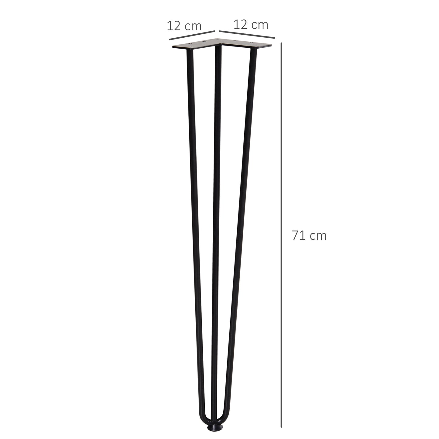 HOMCOM Tischbein-Set, 4 Stahl-Tischbeine, Gabel-Design, 40 kg belastbar, Schwarz