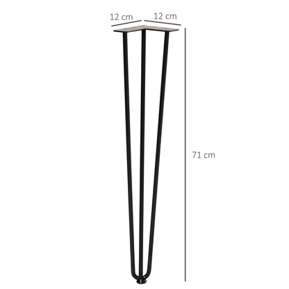 HOMCOM Tischbein-Set, 4 Stahl-Tischbeine, Gabel-Design, 40 kg belastbar, Schwarz
