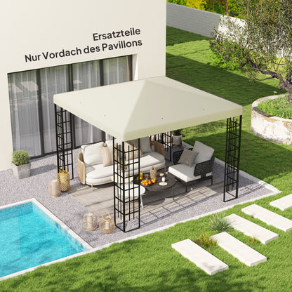Outsunny 3 x 3 m Ersatzplane für Pavillon, Plane für Garten-Pavillon, mit Wasserablauföffnungen, UPF30+, Cremeweiß