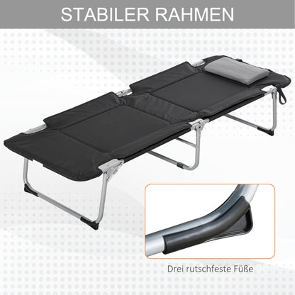 Outsunny Campingbett Feldbett Klappbett mit Kissen Campingliege für Outdoor Camping Reisen 183 x 66 x 33 cm