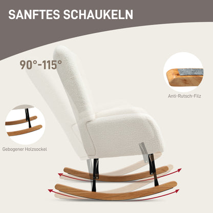 HOMCOM Schaukelstuhl, kuscheliger Bezug, dicke Polsterung, rutschfest, Cremeweiß